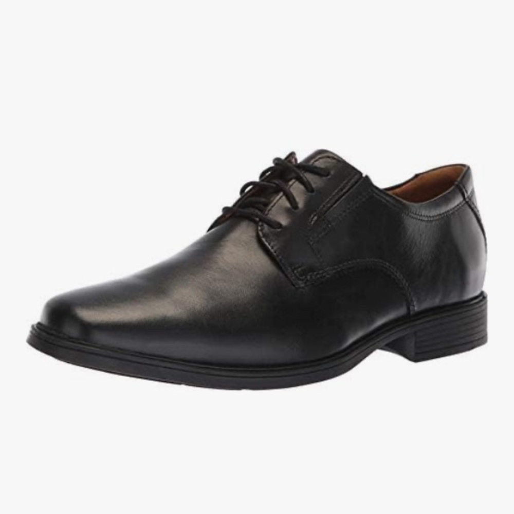 Clarks Men’s Lace-Up Black Leather Dress Shoes w/Soft Cushion. Size 11 1/2.